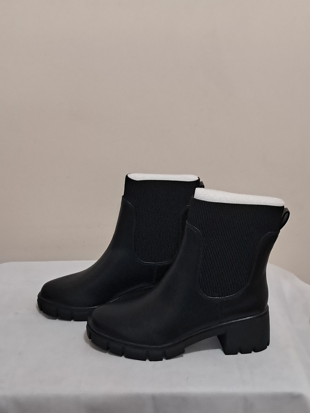 Women's Black  Ankle Boots with Chunky Sole